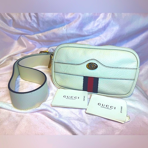 Gucci Handbags - Gucci Crossbody Belt Bag Ophidia Calfskin Mystic White Pristine Luxury Rare COA